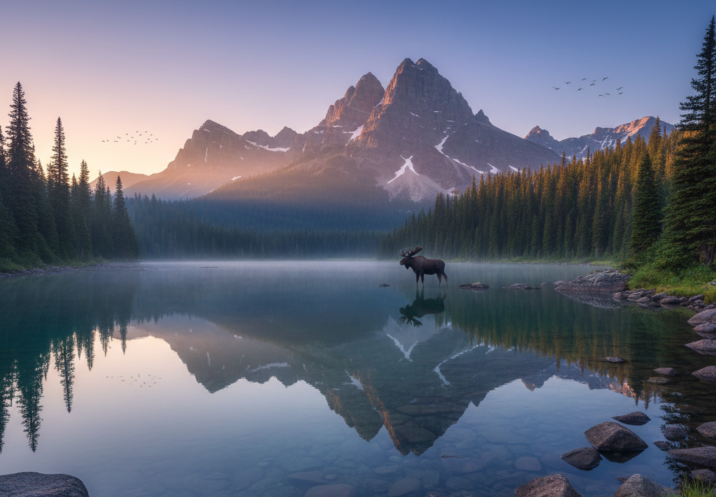 Forest stream and deer, natural environment, EIA context.