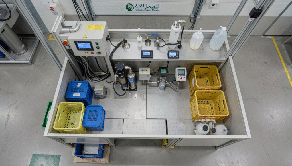 Fuel Quality Testing workstation with precision pumps and monitoring equipment
